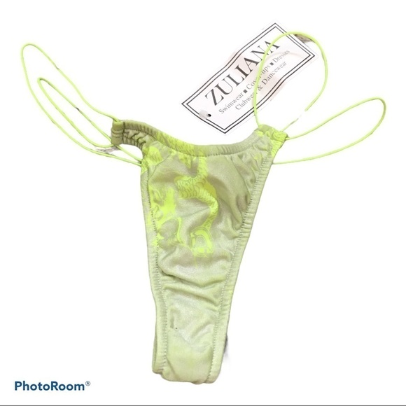 Zuliana metallic dragon green print thong new with tags - Picture 5 of 7